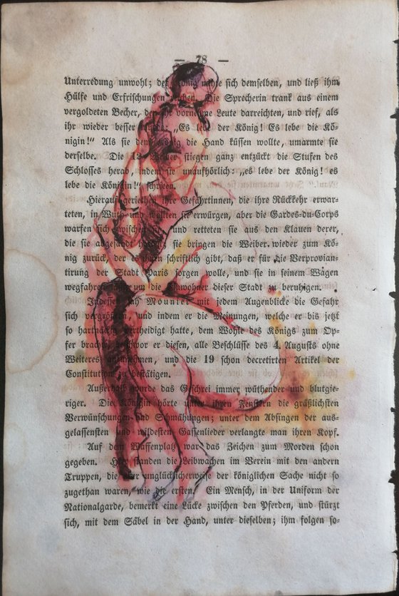 Unique print on antique book page 15x23cm. Art Print Retro Art Print. Small format gift. Nude art vintage. Upcycling wall decoration