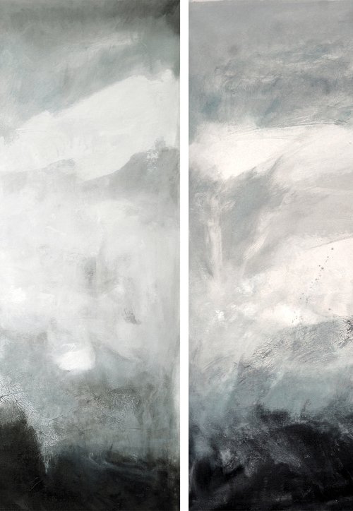 Visions in white, black and gray (Diptych) by Cristian Valentich