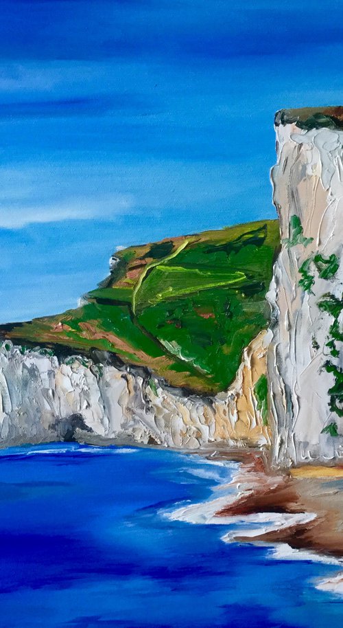 Dorset White Cliffs English Landscape by Olga Koval
