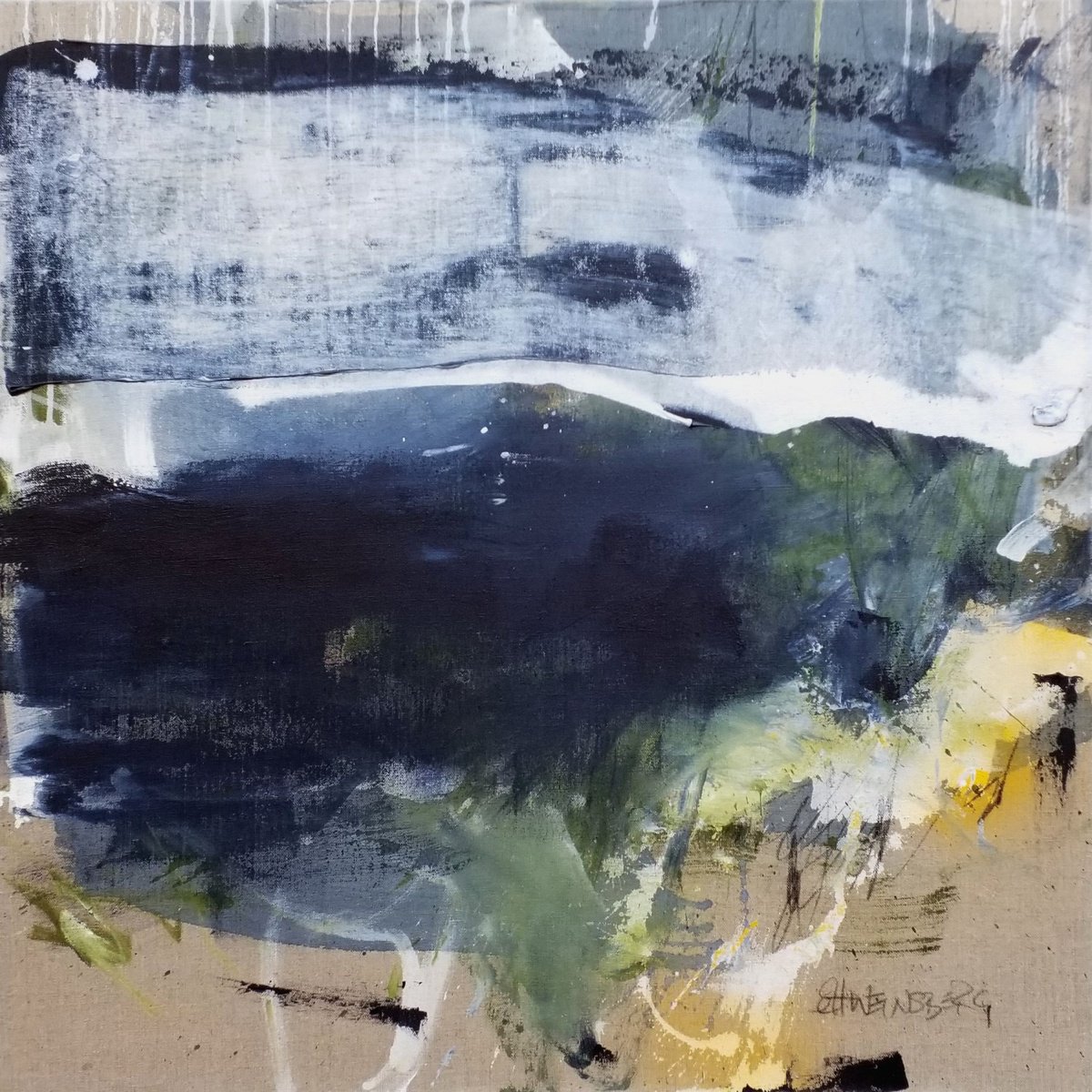 Abstract Landscape Acrylic Painting By Daniela Schweinsberg, 31 X 31, Freak Tide, Original Artwork