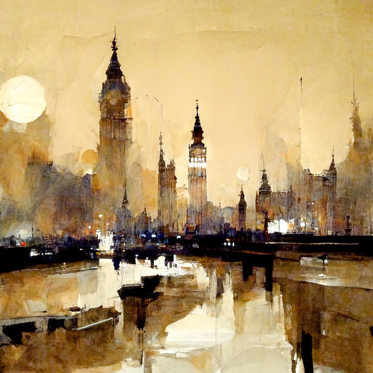 Digital Painting Abstract London v7 by Yulia Schuster