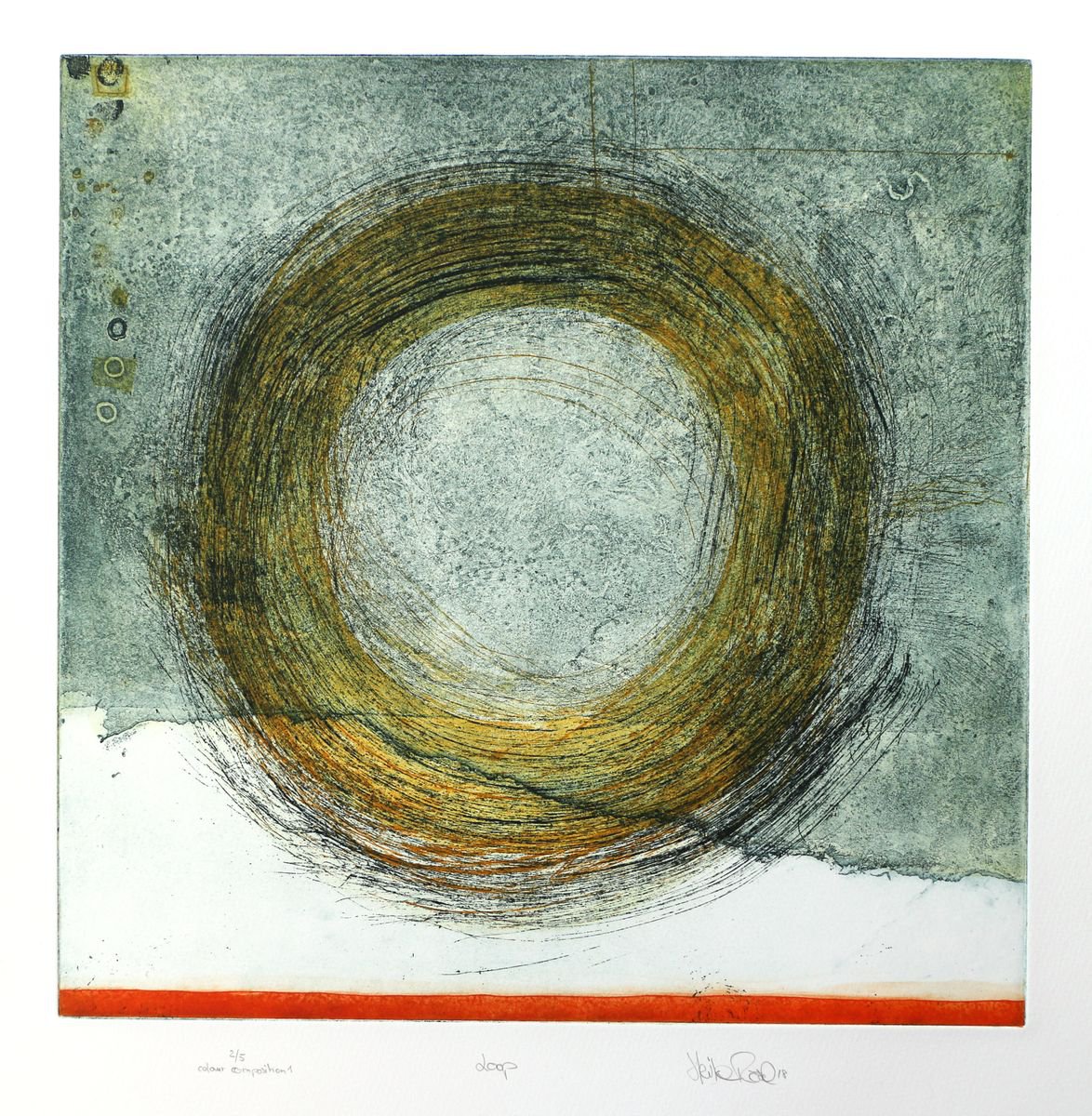 Heike Roesel Loop (colour composition1) fine art etching in edition of 5 by Heike Roesel