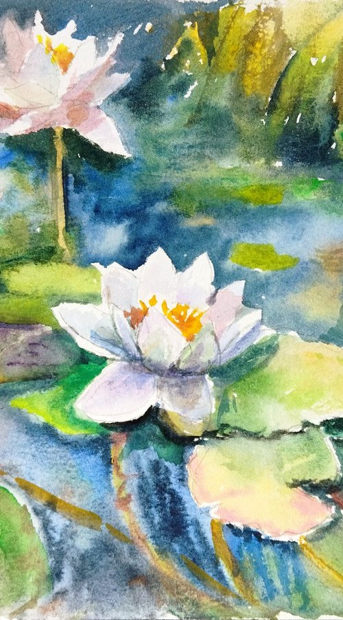 Serene water lilies by Ann Krasikova