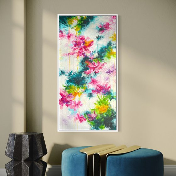 “Floral frequency” large abstract painting