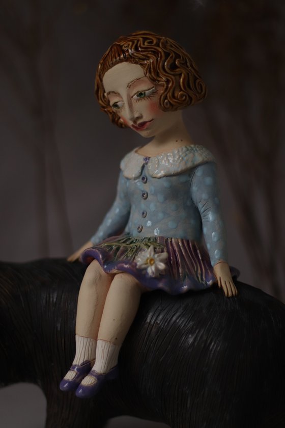 Riding your dreams. Girl on a dog