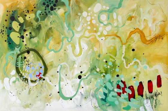 Marée basse - Large abstract mixed-media painting