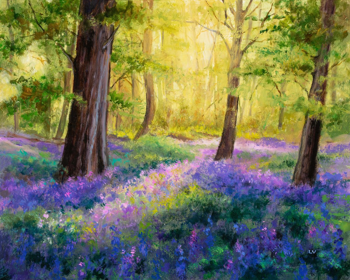 Bluebell flowers wood in spring by Lucia Verdejo
