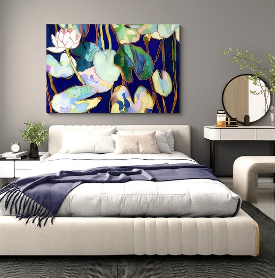 Water Lilies in Midnight Blue #2