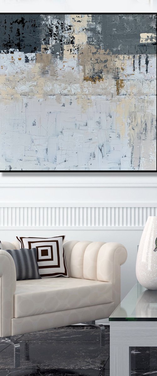 A Moment Of Tranquility - XL LARGE,  TEXTURED ABSTRACT ART – EXPRESSIONS OF ENERGY AND LIGHT. READY TO HANG! by Julijana Ravbar