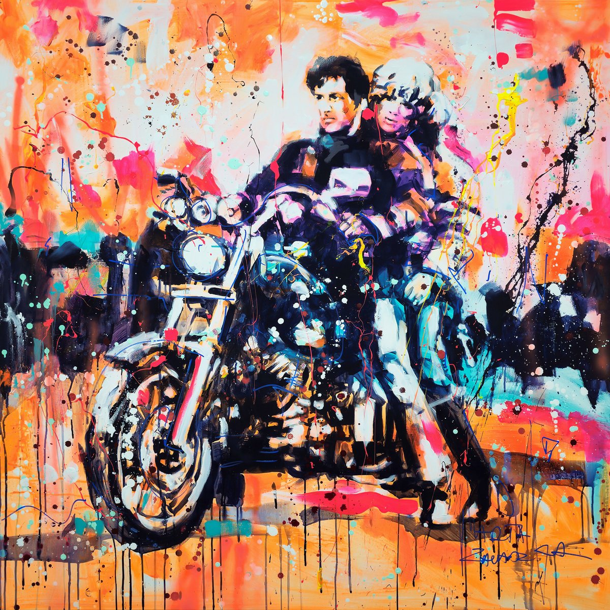 Impressionistic Portrait Acrylic Painting By Marta Zawadzka, 51 X 51", Cobra, Original Artwork