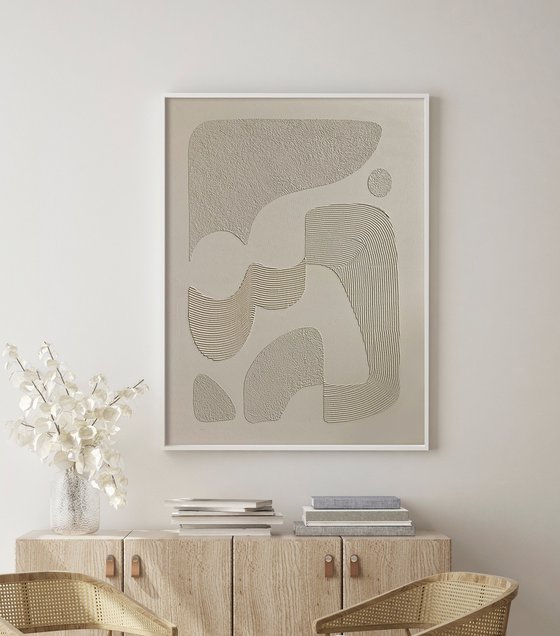 "Ashen Bay" High textured abstract art