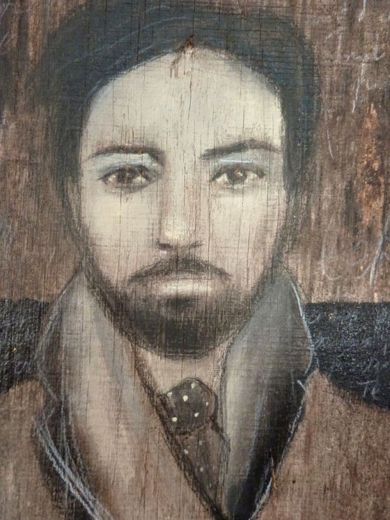 The writer acrylic on wood panel