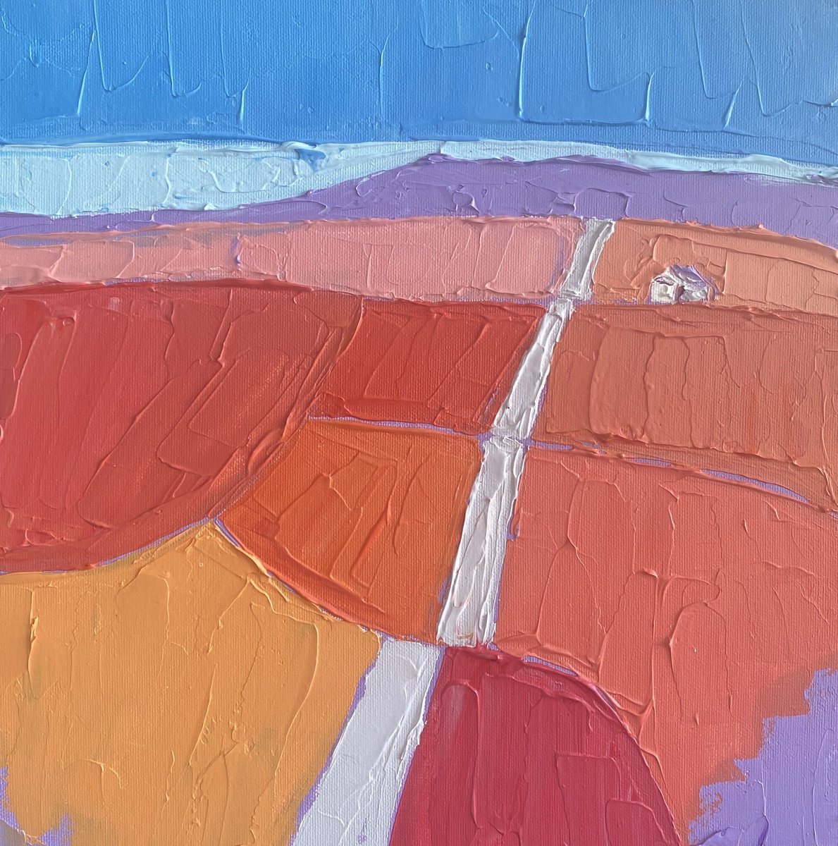 Impressionistic Landscape Acrylic Painting By Guzaliya Xavier, 12 X 12, Countryside 7, Original Artwork