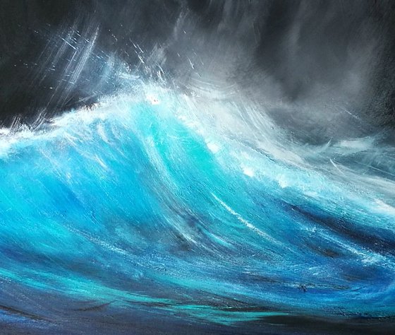 Pure Surf 7- Surf, Wave Art, Seascape, Storm, Teal