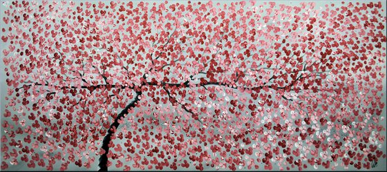 Blooming Tree - Supersize acrylic abstract painting cherry blossoms nature painting canvas wall art