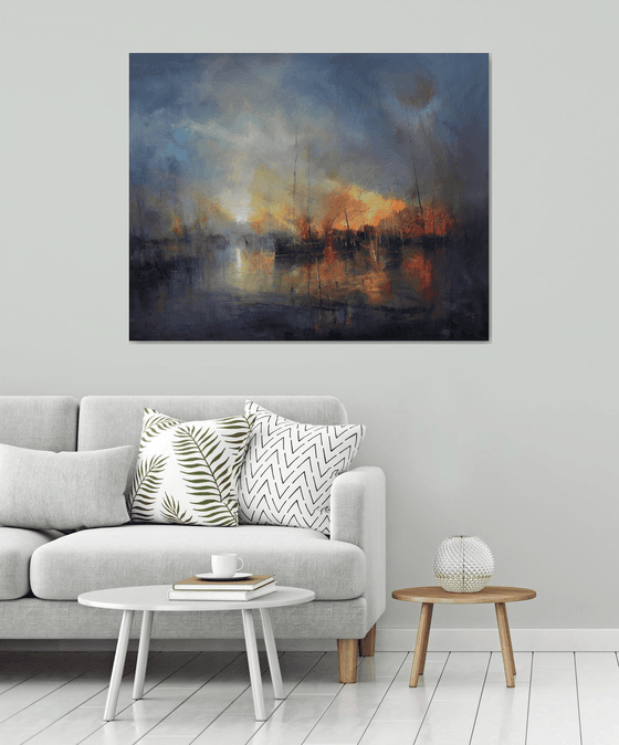 " Harbor of destroyed dreams - Morning After .... " W 125 x H 100 cm