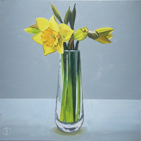 Daffodils In A Glass Vase 2