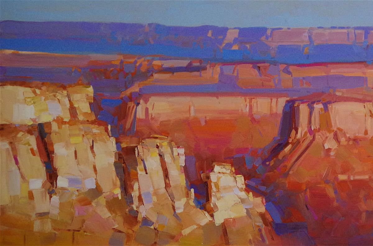 Grand Canyon - Sunset, Landscape oil painting, Large Size, Ready to hang, One of a kind, Signed, Hand Painted