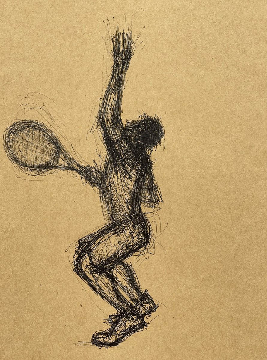 Expressive Portrait Ink Drawing By David Lloyd, 6 X 8, Service Motion 5, Original Artwork