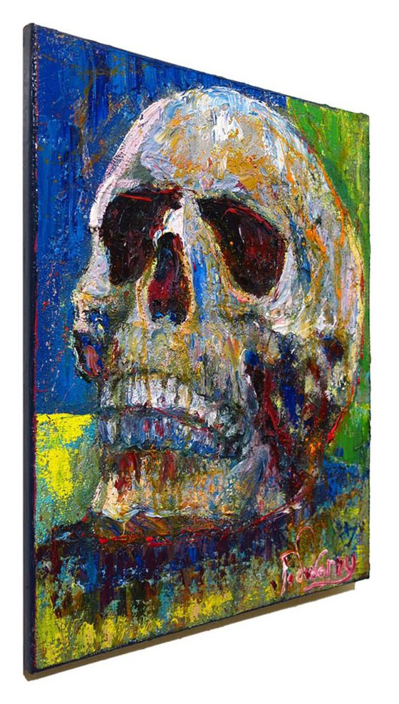 Original Oil Painting Skull Expressionism