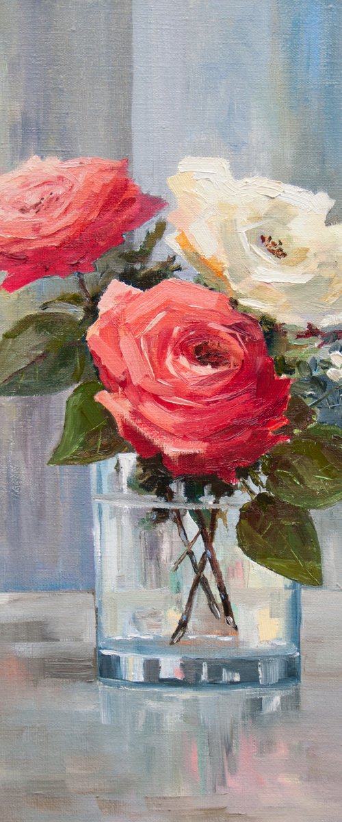 Flowers. Oil painting. Original Art. On canvas. 16 x 20in. by Tetiana Vysochynska