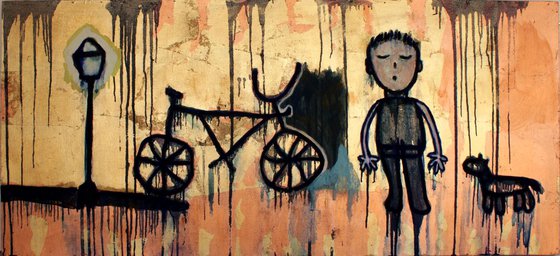 Child, bicycle and lantern