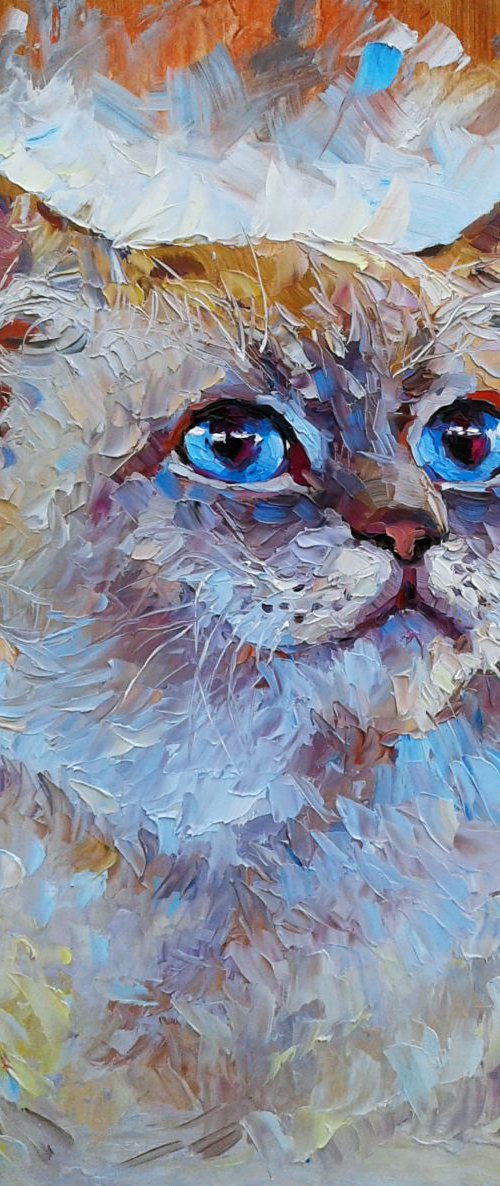 Cat with blue eyes by Vladimir Lutsevich