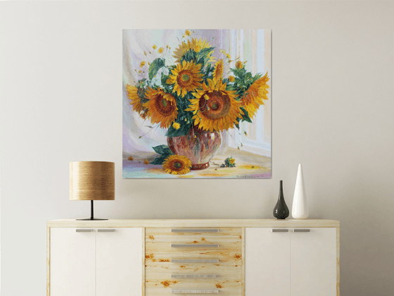 Sunflowers by the window