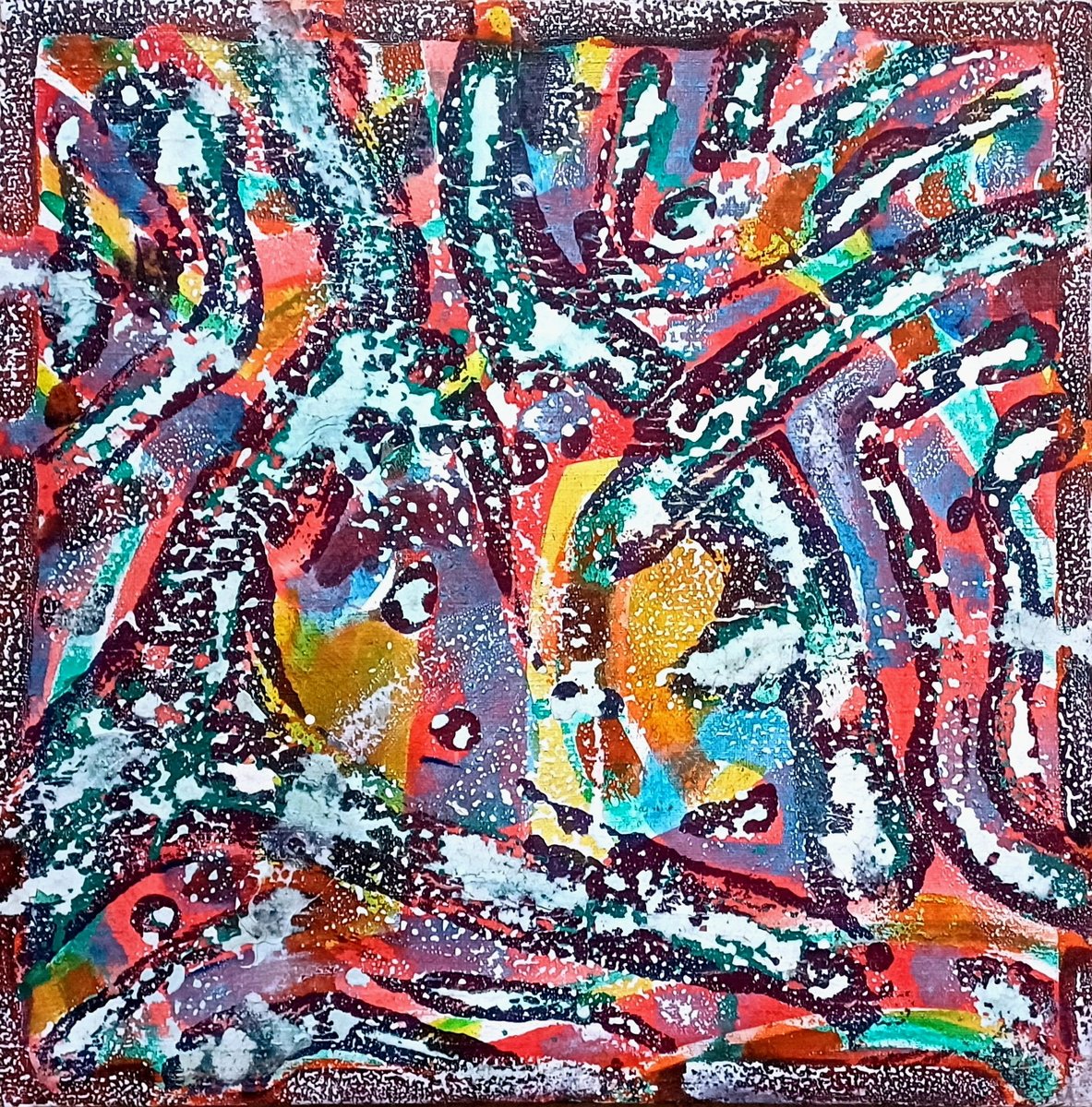 Abstract Acrylic Painting By Stanislav Bojankov, 16 X 16", Heart-Iii, Original Artwork