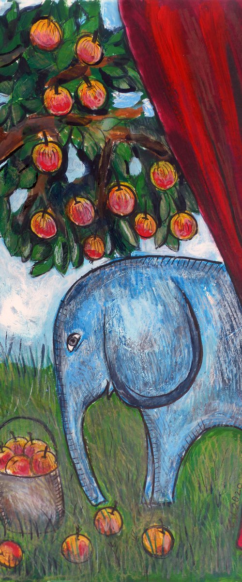 Elephant in the garden by Elizabeth Vlasova