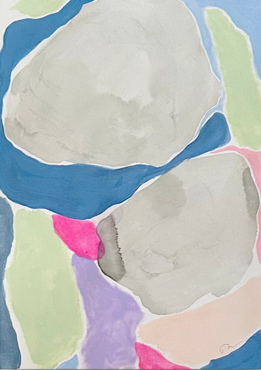 Organic Abstract Painting By Ryoko Minamitani, 12 X 17", Colour Symphony 2, Original Artwork