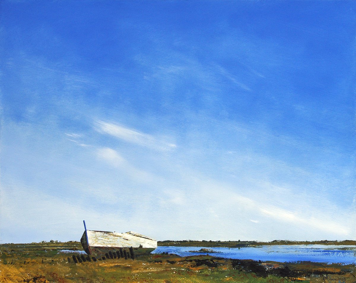 Abstract Landscape Oil Painting By Richard Manning, 40 X 32", Seascape-16, Original Artwork