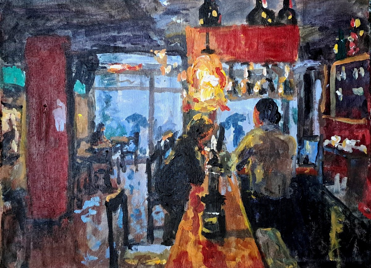 Rainy Weather , Warm Drink By Dimitris Voyiazoglou, 20 X 17, Artwork For Sale On Artfinder
