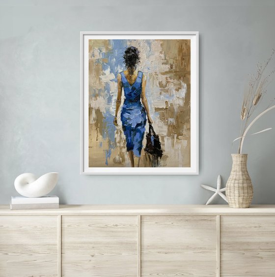 Woman in Blue Dress.
