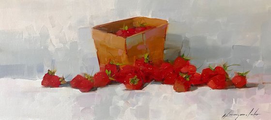 Strawberries, Original oil painting  Handmade artwork One of a kind