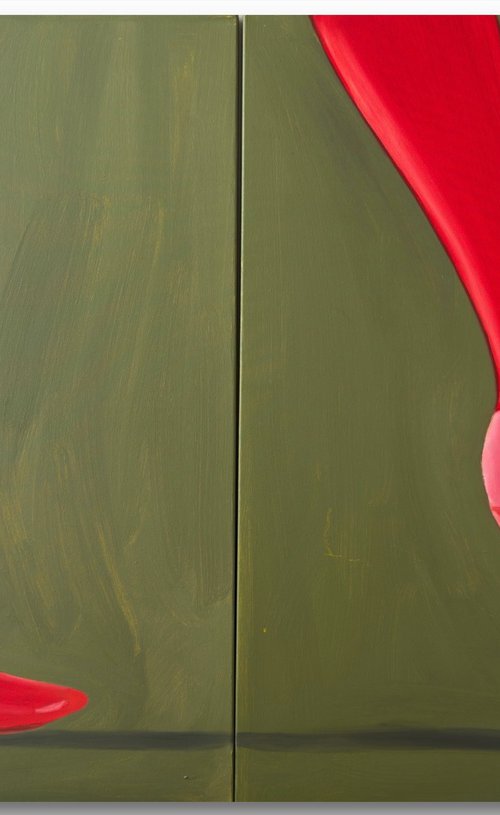 Red Step Diptych Painting by Anastasia Korsakova