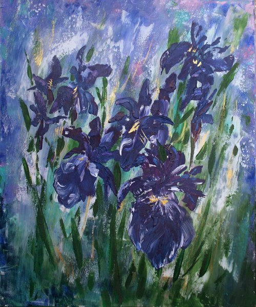 Iris purple  / Original Painting by Salana Art Gallery