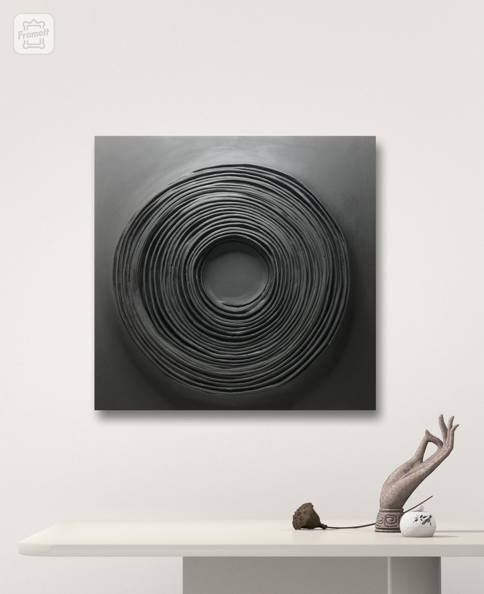 Abstract Relief By Viacheslav Zaykin, 31 X 31", Circles On The Water.high Relief| Minimalist, Original Artwork