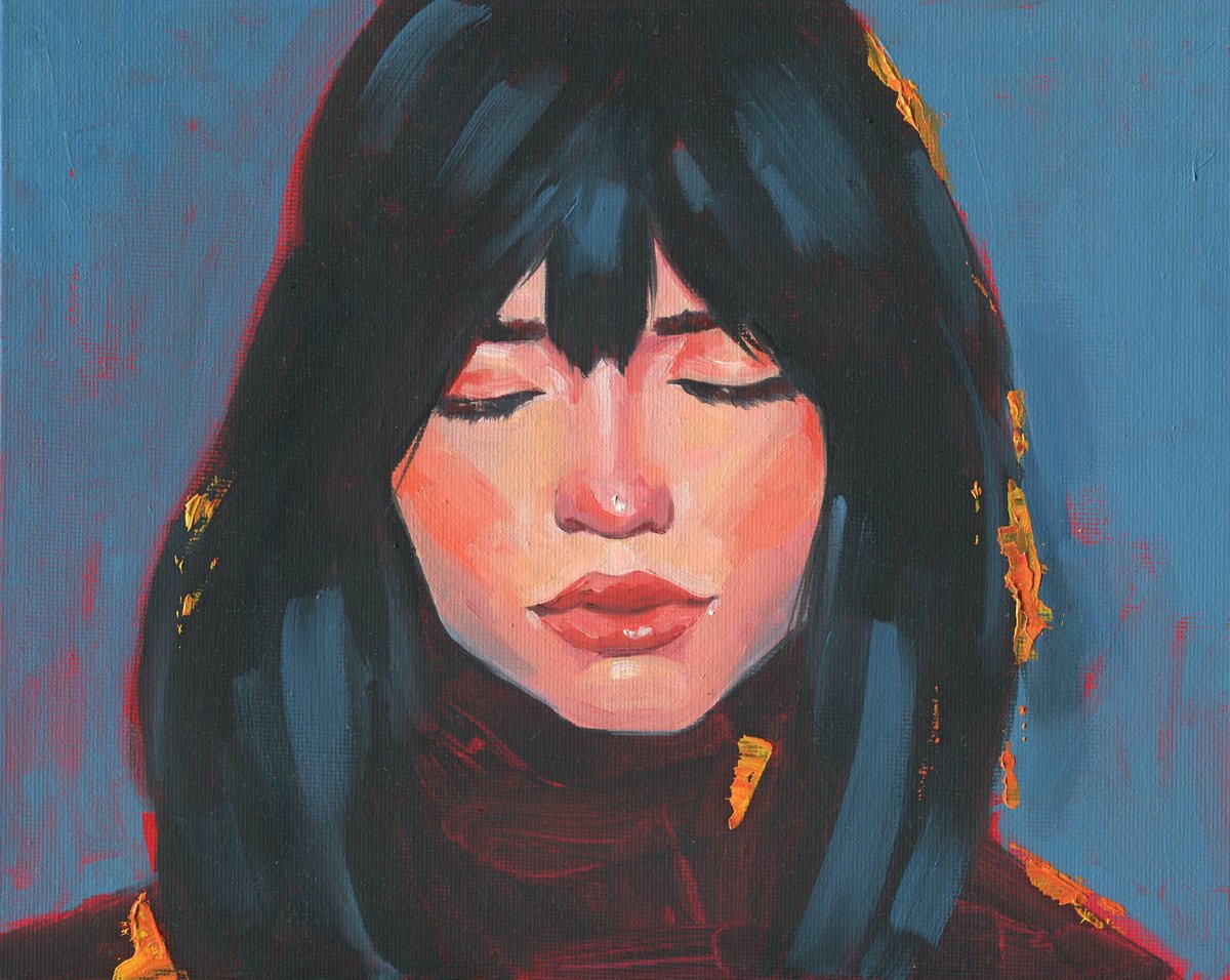 Impressionistic Portrait Oil Painting By Oleksii Iakurin, 10 X 8", A Thousand Stories 1, Original Artwork