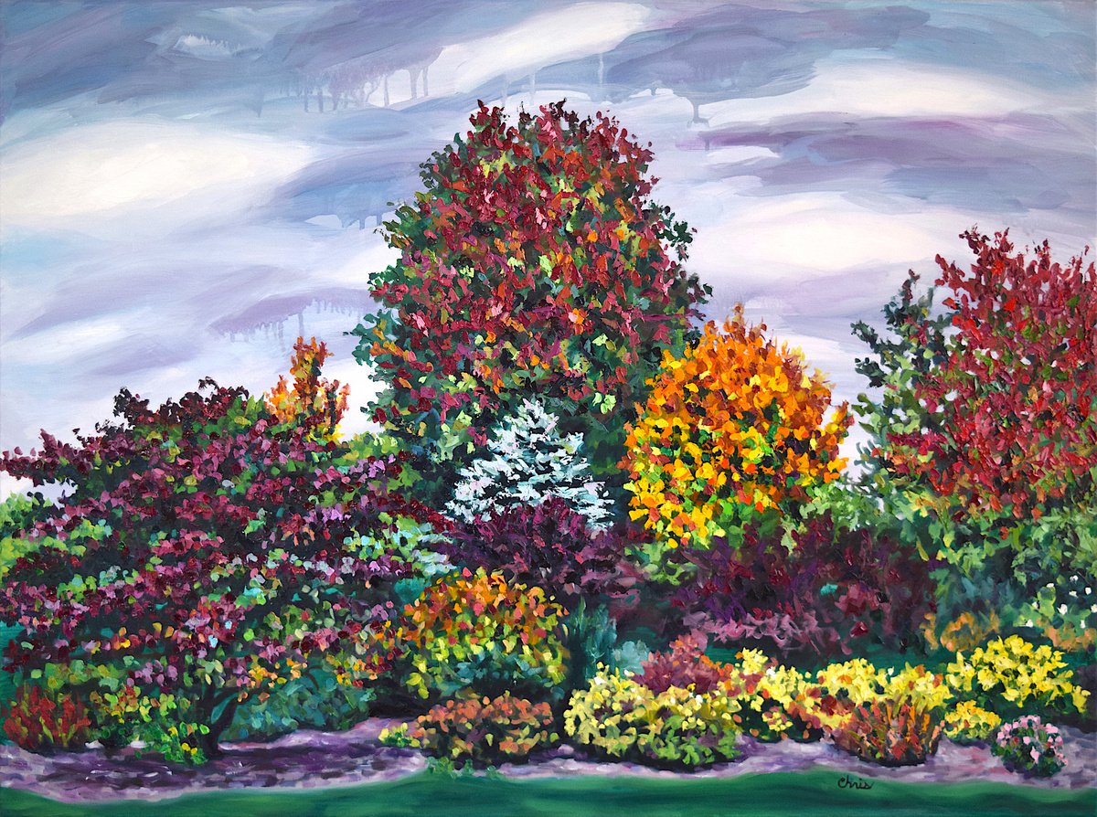 Impressionistic Landscape Oil Painting By Christina M Plichta, 40 X 30, Autumn Riches, Original Artwork