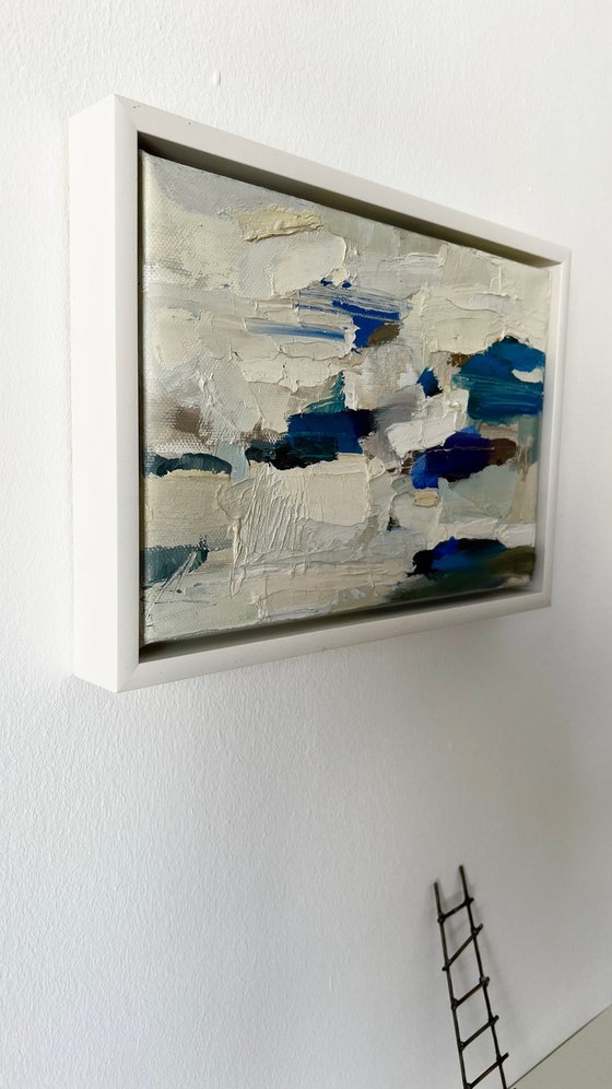 OPEN BOOK/White abstract oil painting