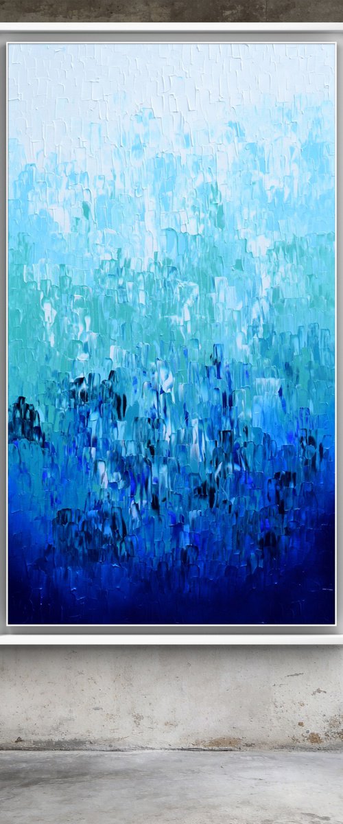 Relief Blue 34 - Large Abstract Marine, Ocean by Soos Tiberiu