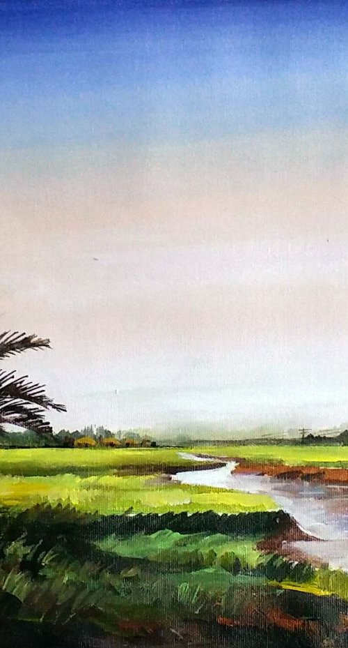 Rural River & Palm Trees by Samiran Sarkar