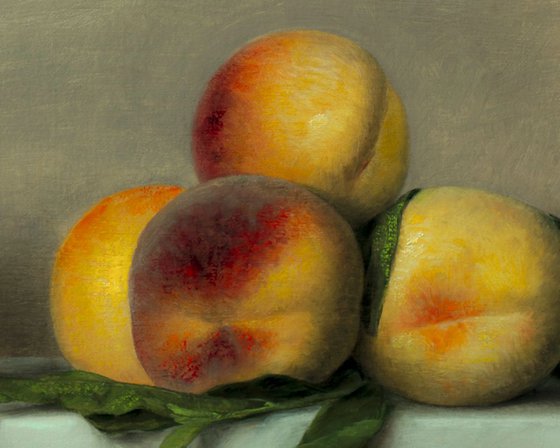 Peaches on the white 40x60cm oil on canvas 2018