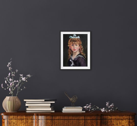 Portrait of a little girl with bow in her hair