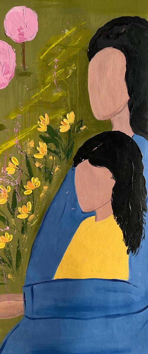 Mother Daughter Original Painting by Halyna Kirichenko