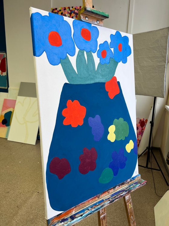 Blue Flowers in Vase