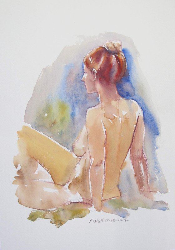 seated female nude
