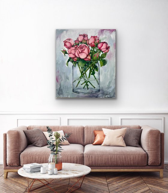 Pink roses in a vase