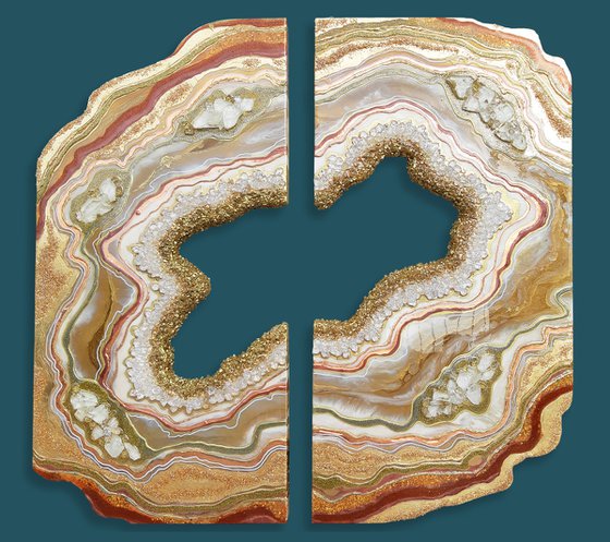 Gold - Copper Agate Geode